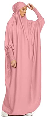 Renholin Frauen Muslimisches Kleid EIN Stück Gebetskleid für Frauen Abaya Islamischer Naher Osten Dubai Türkei Maxi Abaya Kaftan mit Hijab Kleid Volle Abdeckung Kleid