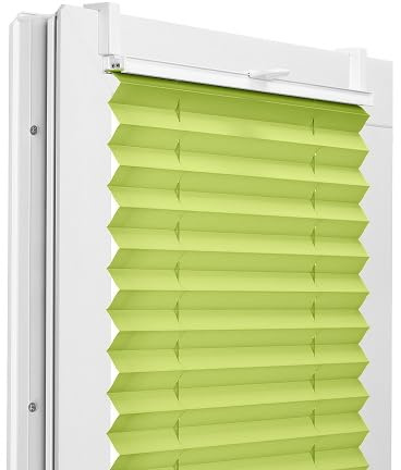Fenster DEKOR - Plissee Klemmfix ohne Bohren Breite 40 cm x Höhe 110 cm - Fenster Plissees innen Limettengrün - Faltrollo Blickdicht - Faltrollos einfach zu montieren - Blissett Rollo