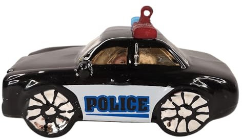 Polizei Auto Streifenwagen Police Weihnachtsbaumkugel Glas Christbaumschmuck 2
