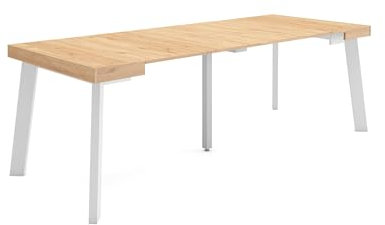 Skraut Home | Ausziehbarertisch | Multifunktionaler ausziehbarer | 220 | Für 10 Gäste | Hölzerne Beine | Moderner Stil | Eiche