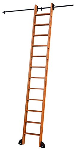 Langlebiges Schiebe-Scheunentor-Hardware-Set (ohne Leiter), Rollleiter-Schienen-Rollensystem aus Kohlenstoffstahl, Schrank-Set, robustes Schiebe-Schiebeleiter-Schienen-Set, für Innenräume/Bibliotheken