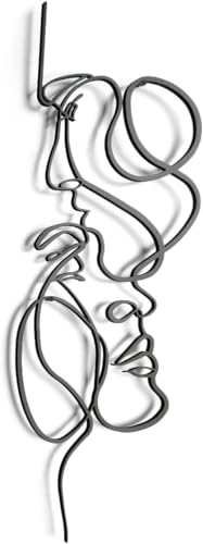 Tubibu Abstraktes Paar Wandkunst, Minimalistische Frau Mann Silhouette Kunstwerk, Frauen Kunstdruck, Linie Kunst Wand-Dekor, 2mm Metall, (60x20)