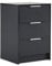 Home Source Bedside Cabinet Nightstand, 3 Drawers, Black