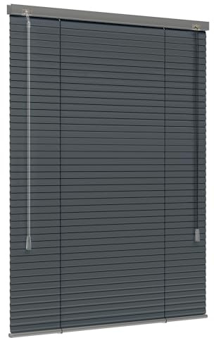 Jalousiescout Lightless Jalousie Aluminiumjalousie, Verdunkelungsrollo, Innovative Verdunkelungstechnik, Sichtschutz, ohne Bohren, 105 x 200 cm (BxH), Dunkelgrau matt