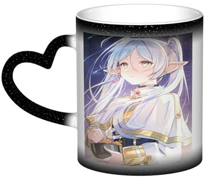Xinchangda Frieren: Beyond Journey's End Tasse à changement de couleur Anime Frieren/Fern Magic Mark Tasse en céramique Tasse à café Tasse à thé Cadeaux créatifs