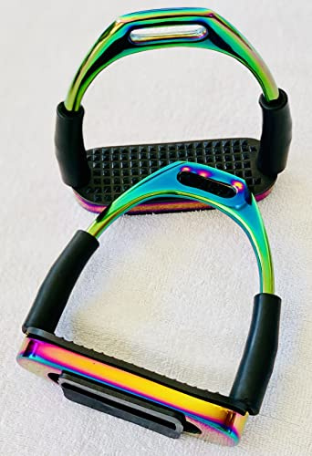 Generic Flexibler Steigbügel in Regenbogenfarben, glänzend, für Reiten, S/Stahl