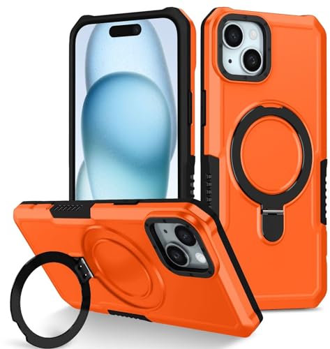 Beajew für iPhone 6 Plus/7 Plus/8 Plus Rundumschutz Stoßfest Hülle Militärischer Vollschutz Handyhülle Schutzhülle,eavy Duty Handyhülle mit Stehender Ständer,135° Grad Ring Ständer-Orange