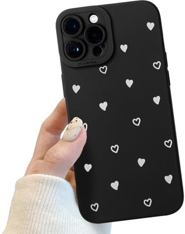Compatible for iPhone 12 Pro Case, Cute White Black Heart Pattern Case Design for Women Girls, Soft TPU Slim Profile Shockproof Protective Phone Case for iPhone 12 Pro