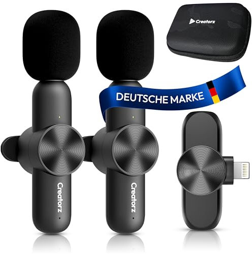 Creatorz® Kabelloses Lavalier Mikrofon für iPhone iPad - Plug & Play Handy Mikrofon Rauschunterdrückung – Ansteckmikrofon für YouTube, TikTok, Meeting, Video 【Verbesserte Version】