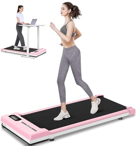 HomeFitnessCode Tapis de Course 3 en 1 Pliable - Tapis de Marche - Walking Pad Électrique, 8 km/h, Moteur 2.5 HP, Surface Large 40 cm, Télécommande, Écran LCD, Capacité 130 kg (Rose pâle)