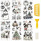 WANDIC 6 Bogen Rub on Transfer Stickers, Weihnachten Aufkleber Wand mit Schwarzweiß Schnee Muster, Wasserdicht, DIY Handarbeiten, Möbel, Dekorieren für Fotoalbum und Scrapbook, 15 x 30 cm