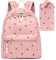 LEDAOU Mini-Rucksack-Set, modische Büchertaschen mit Geldbörse, Rosa Erdbeere, 27,4 x 26,9 x 14 cm, für Damen, Teenager, Schule, Reisetasche