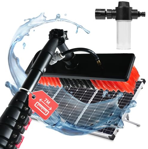 XDOVET Teleskop Waschbürste 7 Meter - Waschbürste mit Teleskopstiel - Ausziehbar Teleskopstangen Reinigung - PV Reinigungsbürste Teleskop Set für Fensterreinigung, Terrassendach, Solaranlage