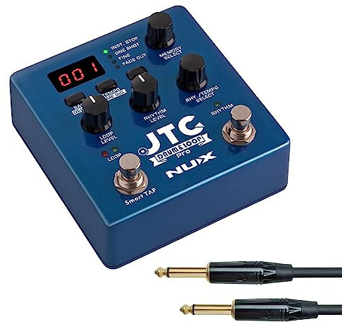 Nux JTC Drum and Loop Pro Dual Switch Effektgerät Pedal für Gitarre und Bass + keepdrum Klinkenkabel