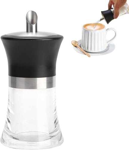 Yabound Zuckerstreuer, 100 ml Mini Zuckerspender, Acryl Transparent Zuckerdosierer, Zucker Behälter mit Edelstahl Ausguss, Zucker Streuer für Weißer/Brauner Zucker