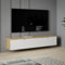 FORTE LIBERTAD moderner Fernsehtisch TV Schrank Lowboard 180 360 für Fernseher 55 65 80 Zoll, hängend oder stehend, Weiß Matt Holzdekor Artisan Eiche, 179,6 cm breit x 35,4 cm hoch x 34,8 cm tief