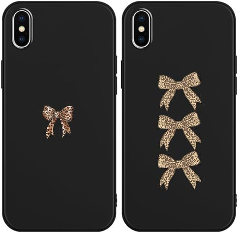Phoona 2 Packs Bow Pattern Phone Case for iPhone X 5,8, Cute Aesthetic Design Print Funda with TPU Slim Liquid Silicone Shockproof Protection Soft Phone Cover for Women Girls