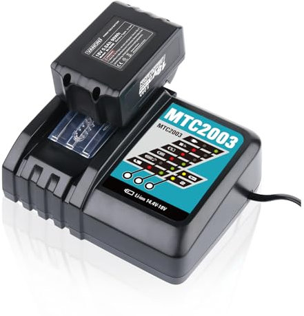 DC18RC 14.4V-18V Li-ion Battery Charger Compatible with Makita DC18RC DC18RD DC18RA DC18SD DC18SF, for Makita 14.4V-18V Li-ion Batteries BL1830 BL1840 BL1850 BL1815 BL1430
