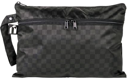 Bumkins wasserdichte Tasche für Baby, Nass-/Trockentasche, Haken für Kinderwagen, Kindertagesstätte, Packbeutel, Windeltasche, Reißverschluss, wiederverwendbar, Schwarz