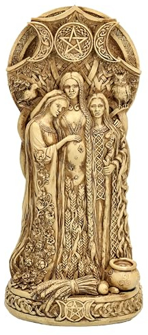 Figuren Shop GmbH Dekofigur Dreifache Mondgöttin – Mystische Göttinnen-Statue, Spirituelle Ritualfigur, 23 cm Höhe