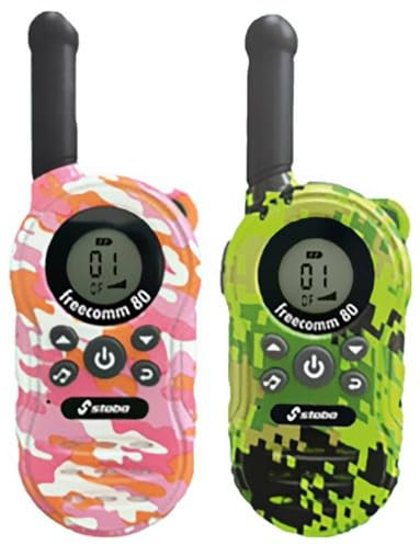Stabo Elektronik 20080 - Funkhandy-Set Freecomm 80, 2 Funkgeräte mit LCD-Display, Walkie Talkies für Kurze Distanzen