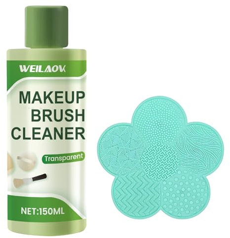 Nettoyant Pinceaux Maquillage, Makeup Brush Clean Set, Nettoyant Liquide, Avec Tampon à Récurer pour Enlever Efficacement Tout la Saleté et la Graisse de Vos Pinceaux, éponge ou Houppette, 150ml