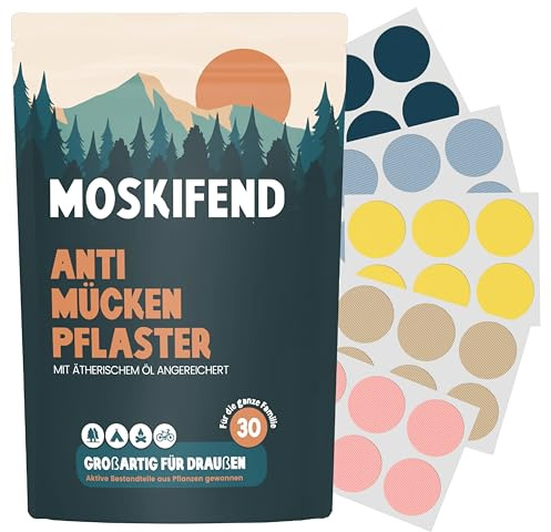 Mückenschutzpflaster für Kinder, Babys & Erwachsene (mit Öl gegen Mücken) – Anti Mücken Aufkleber Bunt – 30 Patches für unterwegs | S6 Mosquito Repellent Sticker, Insektenschutz