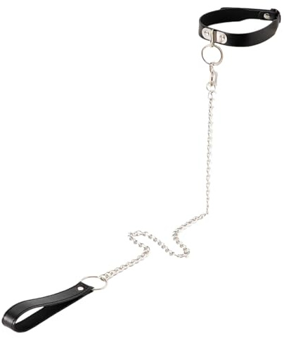 Pffiocix Bequemes PU-Lederhalsband mit Glocken/O-Ringen für interaktive Paarspiele, Halskette für Halloween und den täglichen Gebrauch, O-Ring und Leine, C, One size