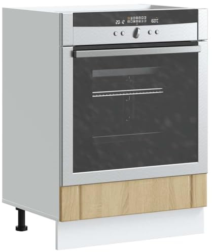QJBSAVVA Herdumbauschrank Lucca Sonoma-Eiche Holzwerkstoff 60 x 46 x 81,5 cm Küchenschrank mit verstellbaren Füßen & großem Stauraum für Backofen und Mikrowelle platzsparend für kleine Küchen