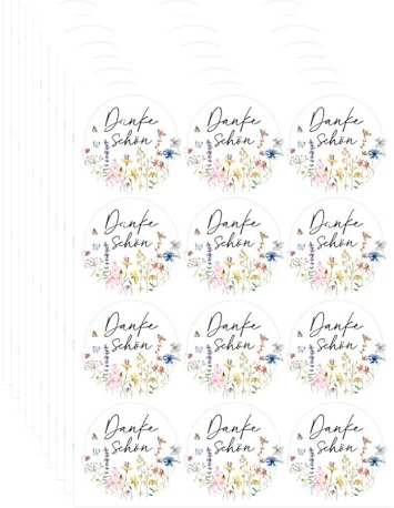 Lxtness 120 Stk Danke Aufkleber 4cm, Dankeschön Geschenke Sticker Rund | Hochzeit Etiketten Selbstklebend, Blumen Thank You Vielen Dank Deko für Kommunion Konfirmation Taufe Geschenktüten