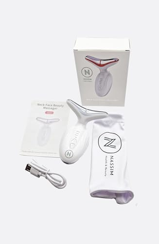 Nassim Health and Beauty Face and Neck Massager – 4-in-1 LED Anti-Aging Device with EMS Microcurrent, Heat & 7-Color Light Therapy for Firming, Lifting, Wrinkle Reduction & Deep Product Absorption