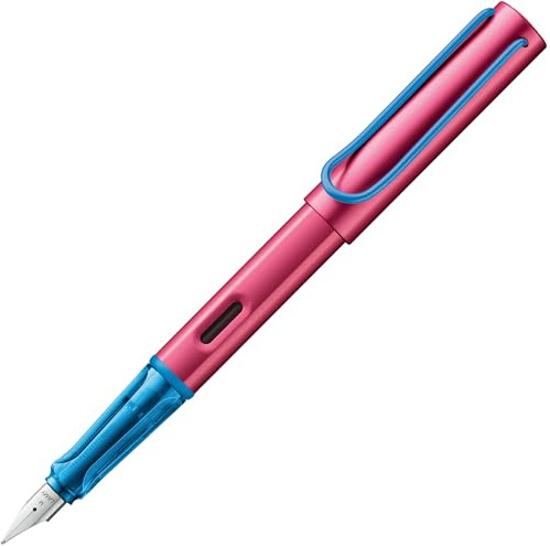 Lamy AL-star rollerskate Füller mit polierter Stahlfeder in Strichbreite M | Lamy Füller mit ergonomischem Griff – leichtes Aluminiumgehäuse – inkl. Tintenpatrone LAMY T 10 blau – Rechtshänder