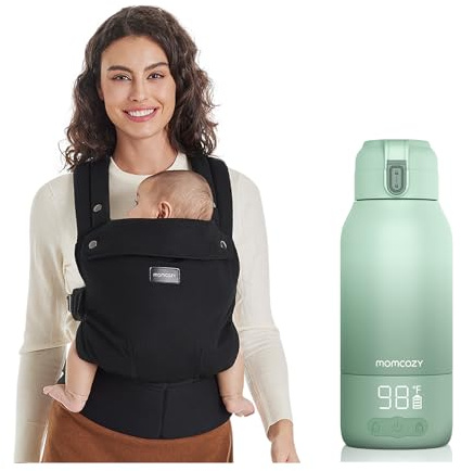 Momcozy Babytrage – Baby Carrier für Kleinkind(3–24 Monate) · Ohne Einsätze & Momcozy MW05 Tragbarer Flaschenwärmer Baby für unterwegs, 500ml Kapazität