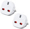 Incutex Adaptateur de Voyage Royaume-Uni GB Angleterre Voyage Adaptateur EU Schuko 2 Broches à 3 Broches UK Voyage Brancher l'adaptateur (2X, Type E - Blanc)