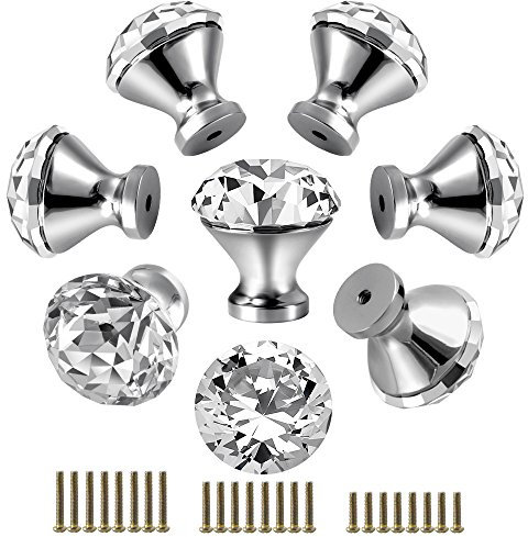 30 mm Küchengriff, Schubladengriff, Kristallklares Glas, rund, Diamantform, Kommode, Schrank, Tür, Badezimmer, Schrank, Schreibtisch, Nachttisch, Möbel, dekorative Schubladenknäufe Knauf 30 mm farblos