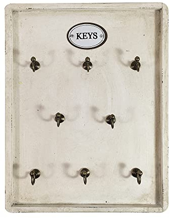 zeitzone Schlüsselbrett Keys 8 Haken Schlüsselkasten Holz Weiß 35x26,5cm