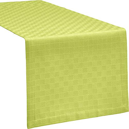Erwin Müller Tischwäsche, Tischläufer Jacquard Karo, Paderborn grün Größe 40x130 cm - fleckabweisend, schmutzunempfindlich und leicht zu reinigen (weitere Farben, Größen)