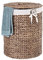 Casa Mina® Wäschekorb mit Deckel D45 x H55cm hoch I Atmungsaktiver Wäschekorb geflochten aus 100% Naturfaser I Robuster Wäschesammler mit Griffen & waschbarem Innensack I Wäschekörbe - Manila