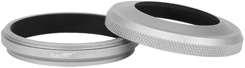 Haoge LH-X51W 2in1 Ultradünne Metall Gegenlichtblende Sonnenblende mit 49mm Adapterring für Fujifilm X100VI Fuji FinePix X100V Kamera Objektiv Silber