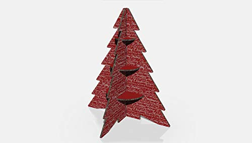 Oedim Weihnachtsbaum aus Pappe | 130 x 150 cm | Spezialprodukt für Weihnachten | rotes Design | Bienennestchen weiß 10 mm