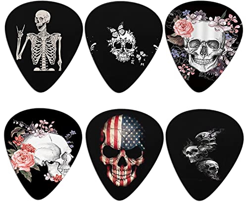 Howilath Skull Rock & Roll Gitarre Plektrum ABS Plektrum für E-Gitarre, Akustik- oder Bassgitarre, 0,96 mm, Harmony Plektren
