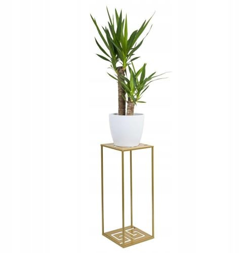 HowHomely Blumenständer Metall 60 x 24 cm - Blumenhocker mit Geometrischem Design - Gold Pflanzenständer für die Hausdekoration wie Salon oder Schlafzimmer