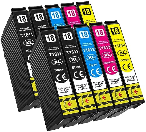 Jhaan 18XL Druckerpatronen Kompatibel für Epson 18XL 18 Patronen Multipack für Expression Home XP-322 XP-225 XP-205 XP-215 XP-305 XP-312 XP-315 XP-325 XP-405 XP-412 XP-415 XP-422 XP-425 (10er-Pack)