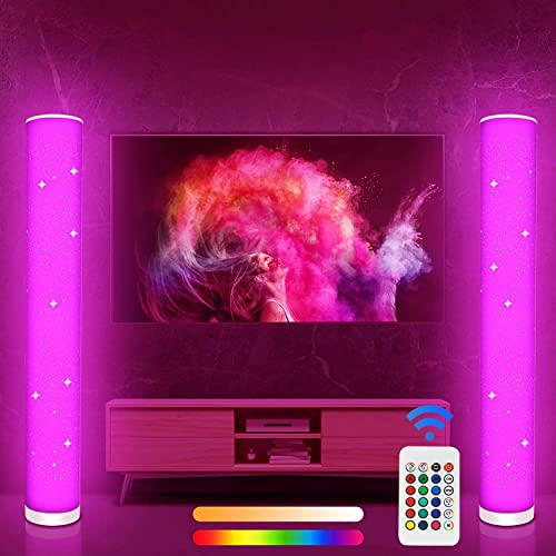 Lacasa Lampadaire LED 2 Pack, Dimmable Lampadaire sur Pied Salon avec Télécommande, 1500LM RGB Lampadaire D'angle Couleurs Réglable, Lampe d'Atmosphère pour Chambre Salon, 104CM Hauteur