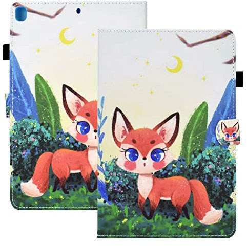 Rosbtib Hülle iPad 10.2 Inch 2021 9th /2020 8th /2019 7th Gen, PU Leder Schutzhülle mit [Standfunktion] [Kartensteckplatz] [Magnetisch] Tablet Hülle für iPad 10.2 - Kleiner Fuchs
