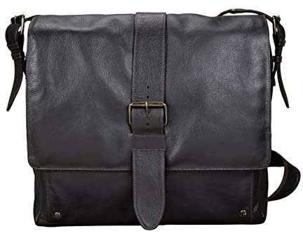 fixbag FB1447134 - Fahrrad-Umhängetasche mit Klickfix Adapterplatte + Caddy Adapter, Laptoptasche für 12 Zoll Notebooks, Schultertasche aus Echt Leder, ca. 32 x 34 x 13 cm, Dunkelbraun