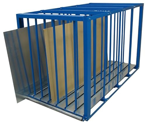 Schulte Regalwelt 19465 Blechlager-Box, RAL 5010 Enzianblau, 7 Fächer mit Verzinkten Stahlblechwannen, Lichte Fachbreite 100 mm, 1250 mm x 1100 mm x 2000 mm HxBxT