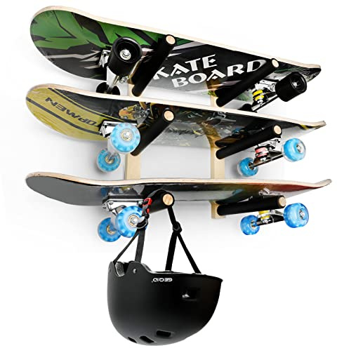 BEARUT Skateboard Rack Longboard Storage Rack, Ski Snowboard Holder Wall Mount Floating Shelf, Skateboard Organizer