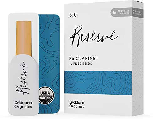 D'Addario Organisch Reserve Bb Klarinettenblätter - Rohrblätter für Klarinette - Das erste und einzige Bio-Schilfrohr - 3.0 Stärke, 10 Packung