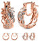 SHOP LC Creolen aus 925er Silber für Damen, Diamantakzente, 14 Karat Roségold und vergoldet, hypoallergen und leicht